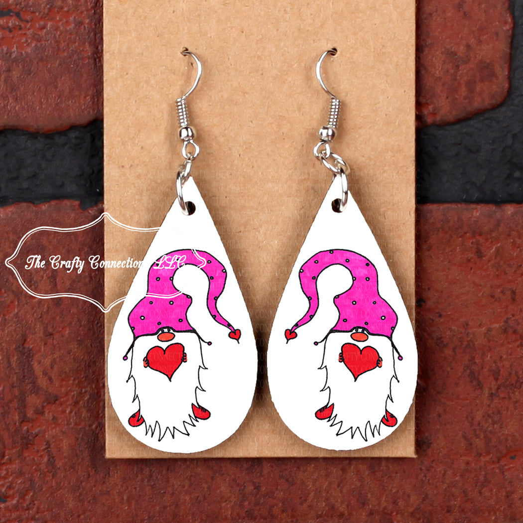 Teardrop Earrings - Gnome with Heart - Artist Drawing