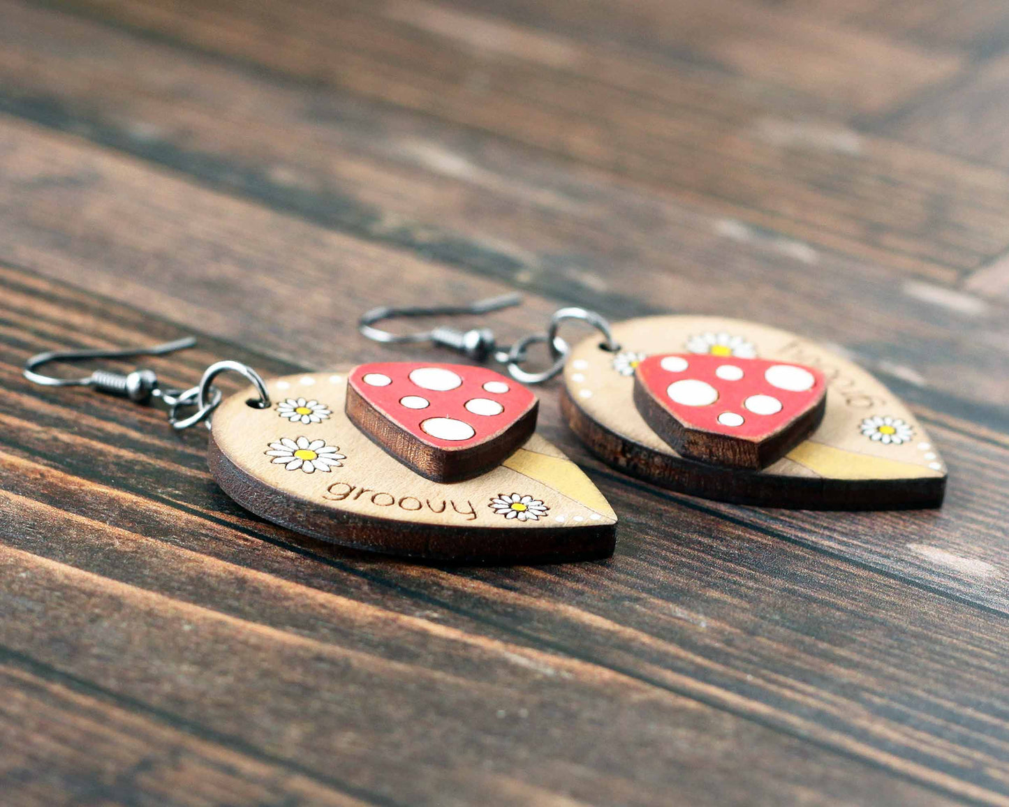 mushroom earrings side view