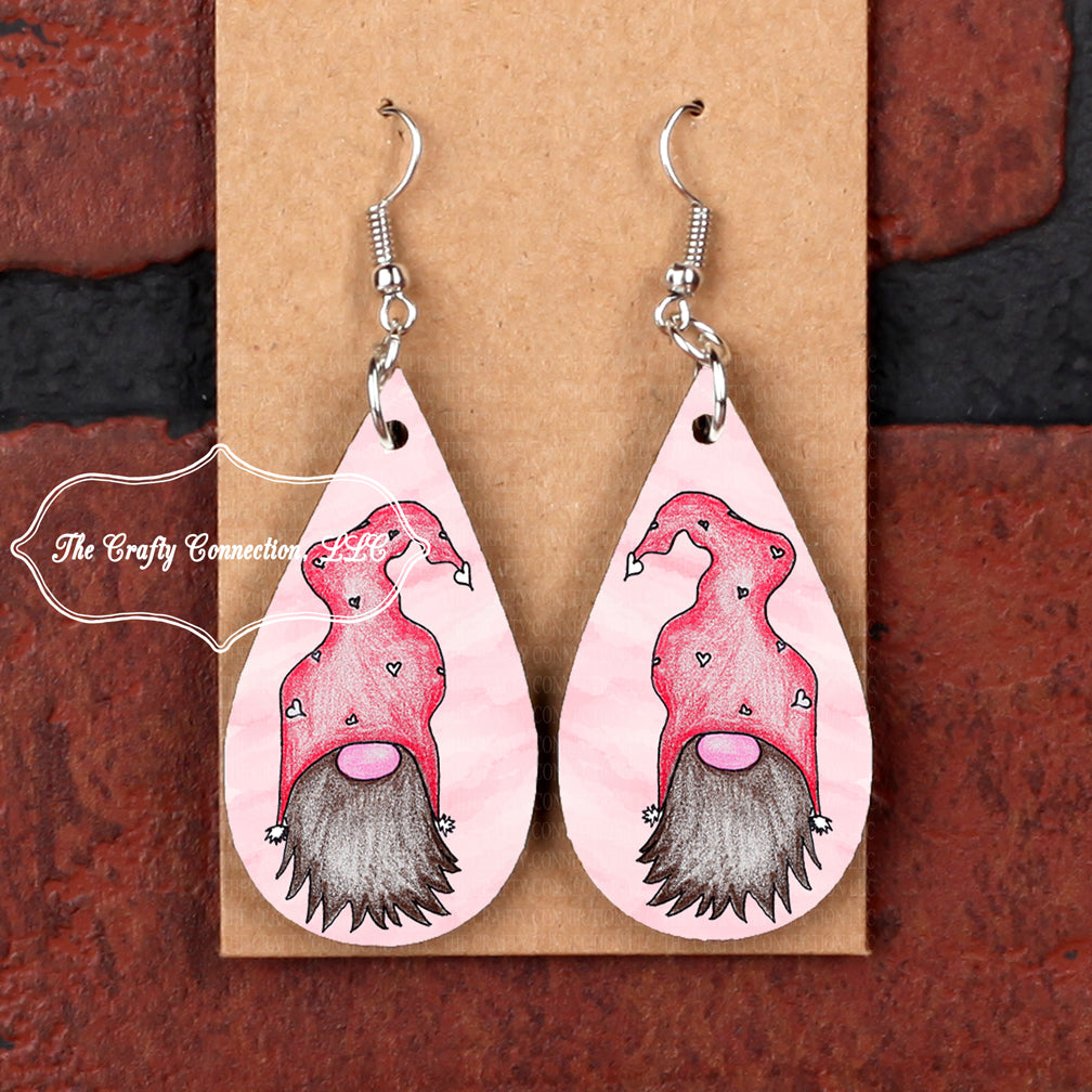 Teardrop Earrings - Pink Gnome - Artist Drawing