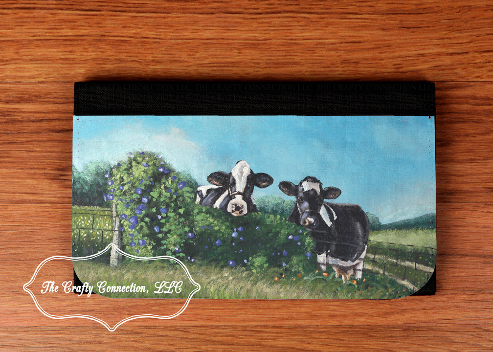 Ladies Wallet - Holstein Cows at Fence - Artist Painting