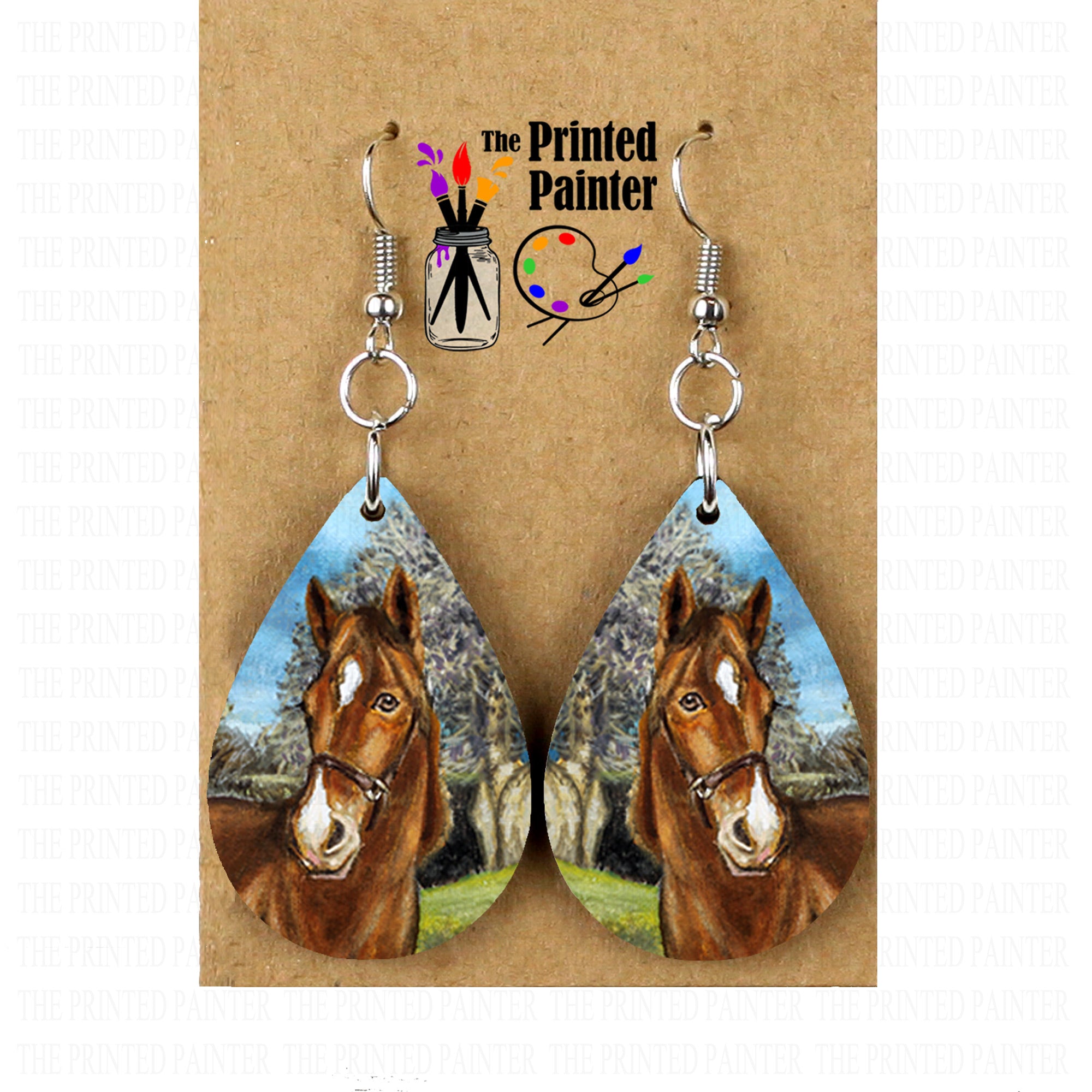 Horse Earrings, Animal Earrings, Teardrop Dangle Earrings, Wood Earrings,  Horse Jewelry, Cute Earrings for Horse Gifts, Western Jewelry