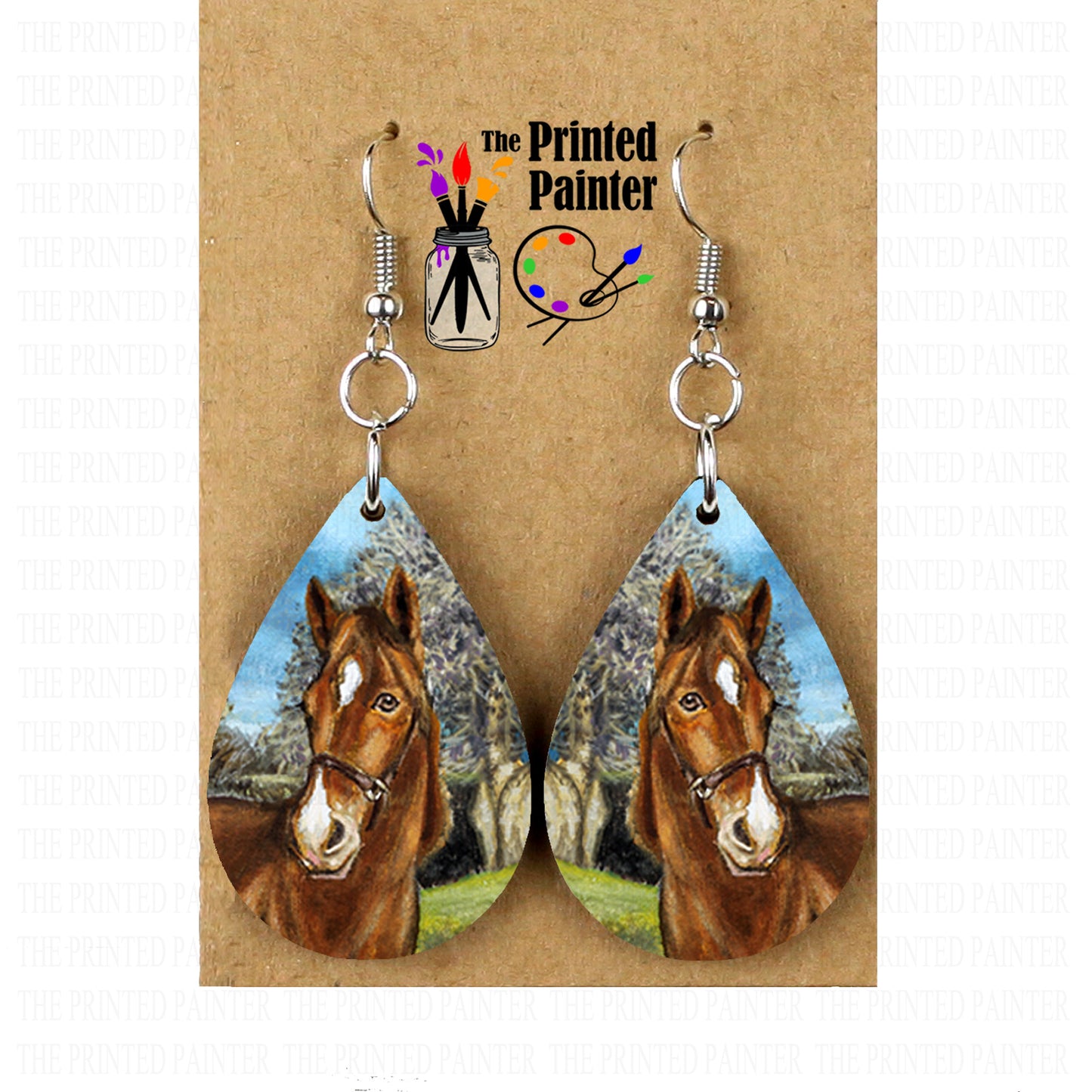 Horse Earrings, Animal Earrings, Teardrop Dangle Earrings, Wood Earrings, Horse Jewelry, Cute Earrings for Horse Gifts, Western Jewelry
