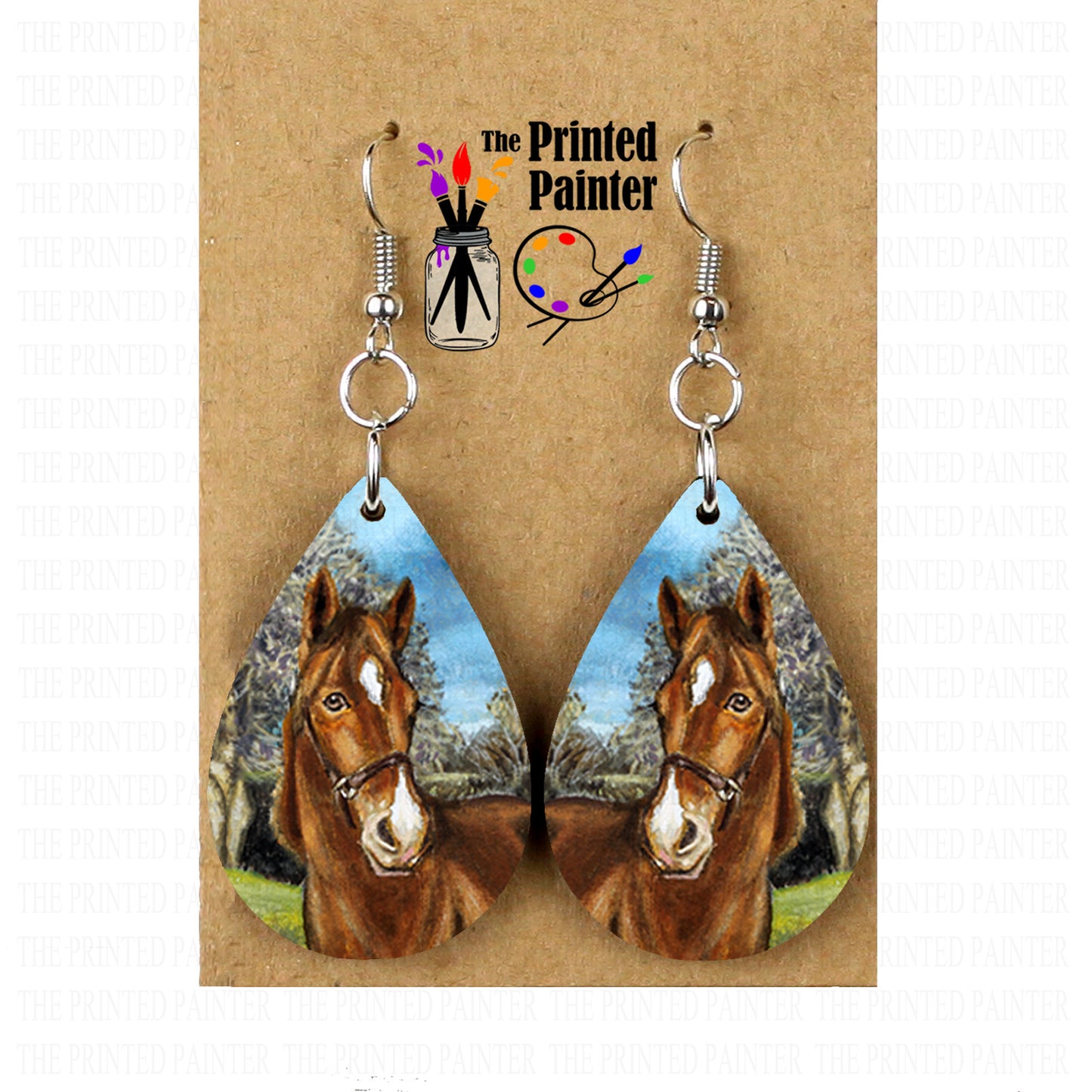 Horse Earrings, Animal Earrings, Teardrop Dangle Earrings, Wood Earrings, Horse Jewelry, Cute Earrings for Horse Gifts, Western Jewelry