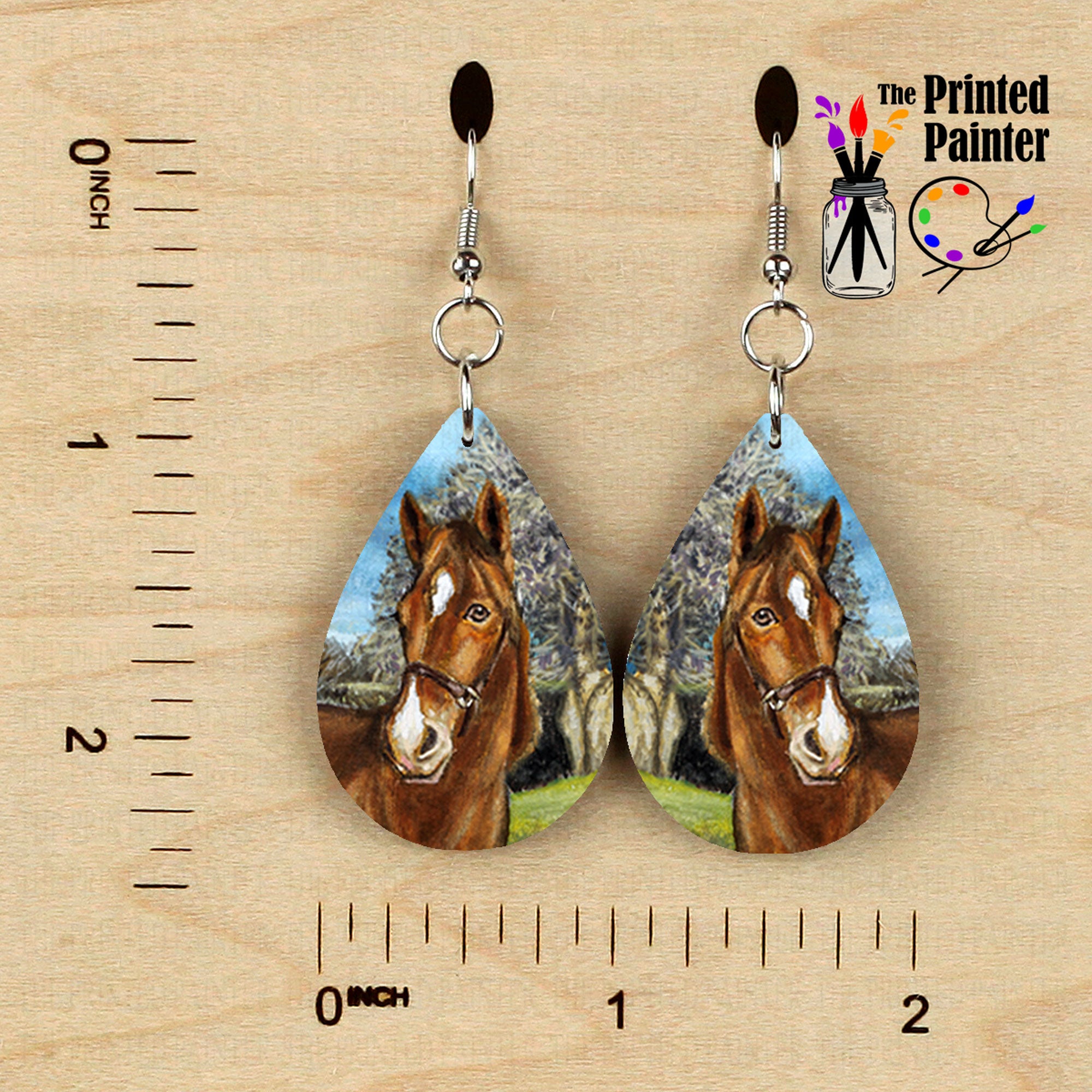 Horse Earrings, Animal Earrings, Teardrop Dangle Earrings, Wood Earrings,  Horse Jewelry, Cute Earrings for Horse Gifts, Western Jewelry